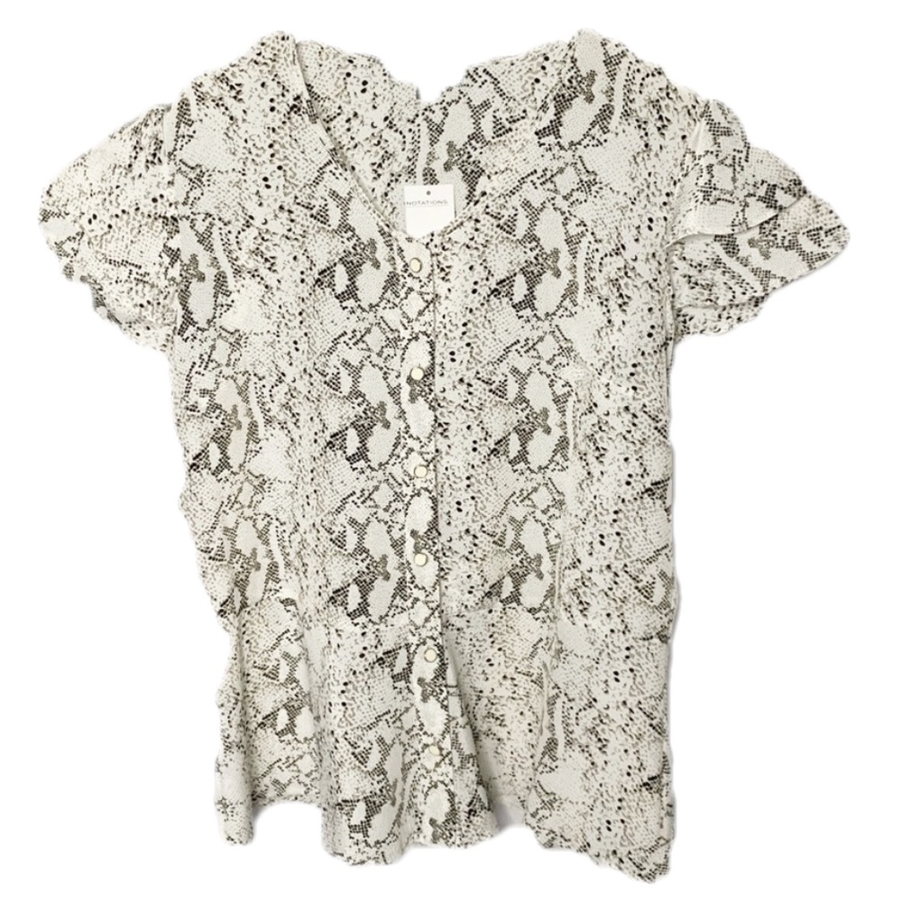 Notations Peplum Snake Skin Pattern Blouse Sz Sm